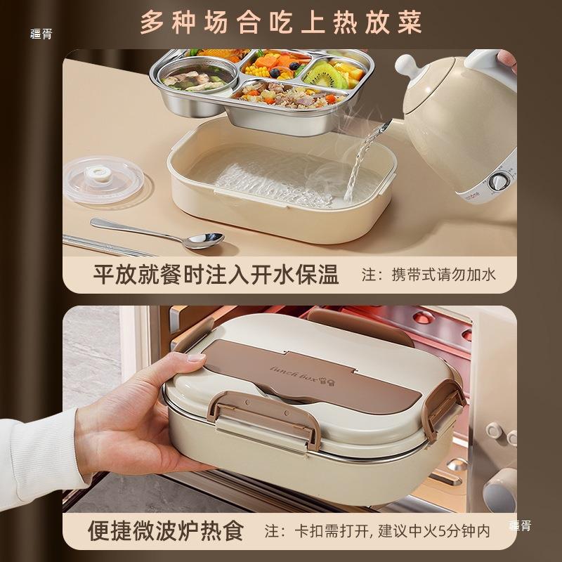 304不锈饭盒上班族食饭小学生儿钢童餐盒便当F9799HTT盒堂打分格