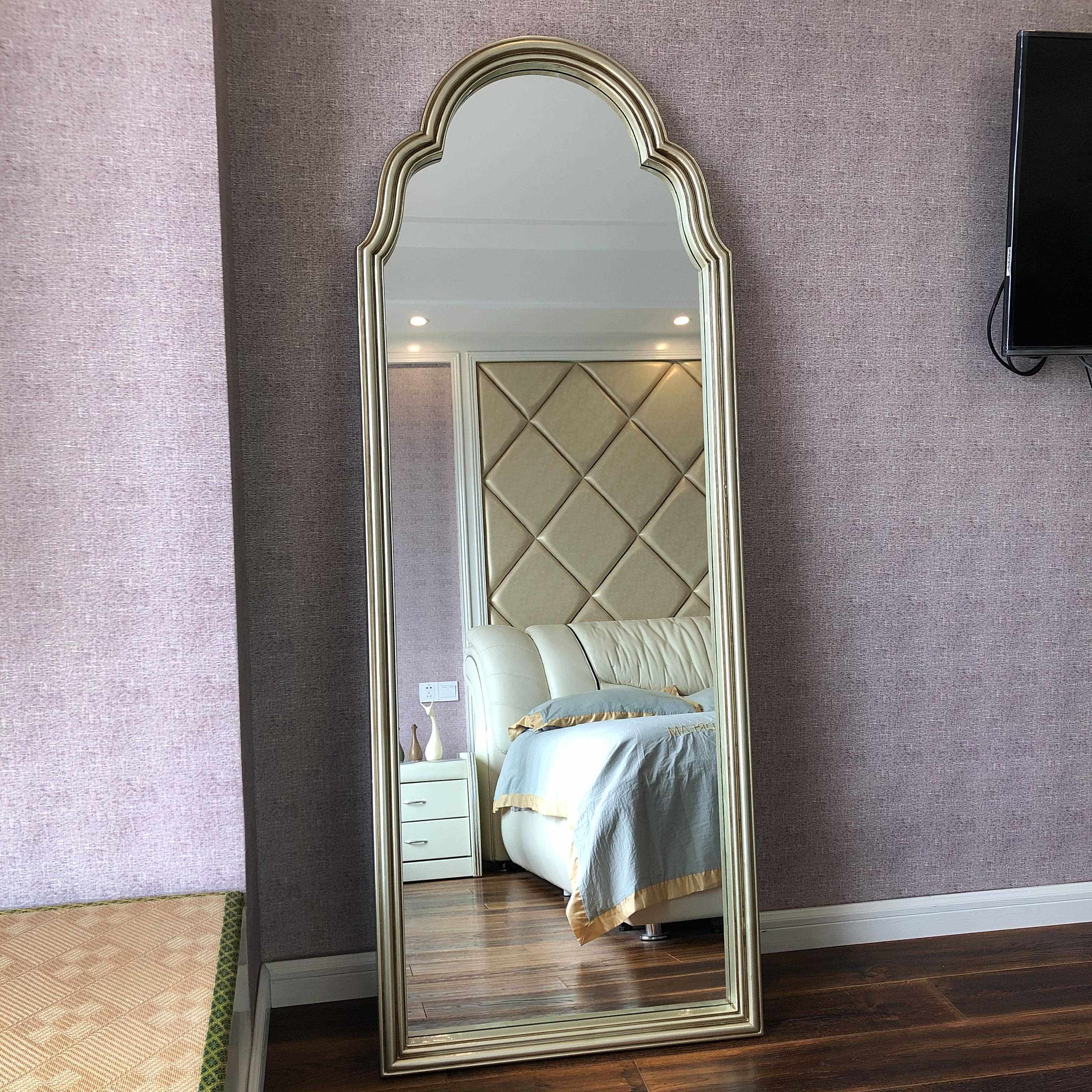 W8欧式复古挂墙全身镜华穿奢镜挂壁家807A用法式落地镜美式试衣衣