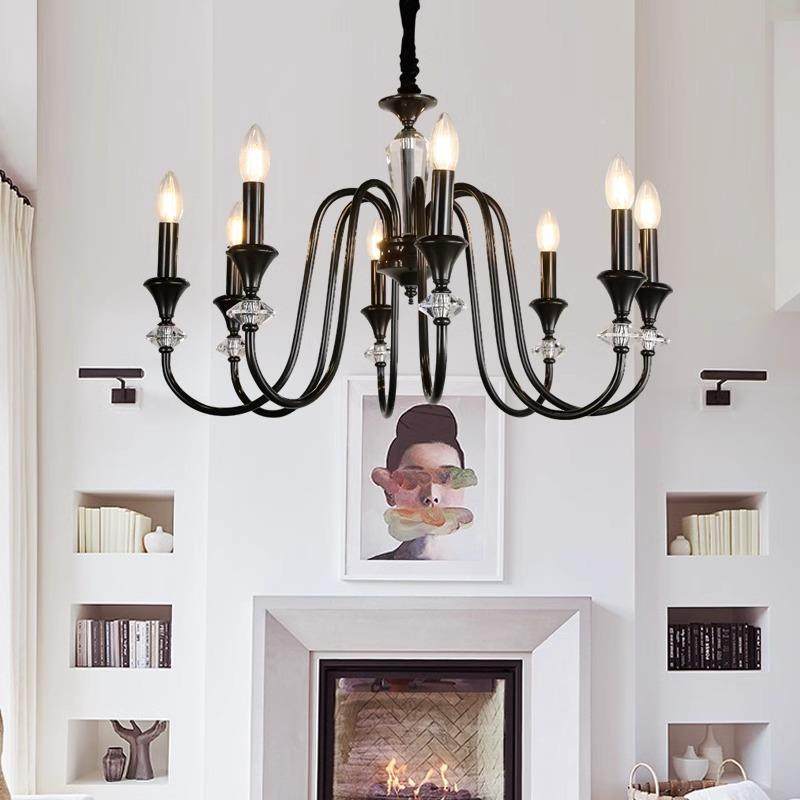 全铜271法美式复蜡烛吊灯古色式轻奢中古黑南洋风客厅灯具