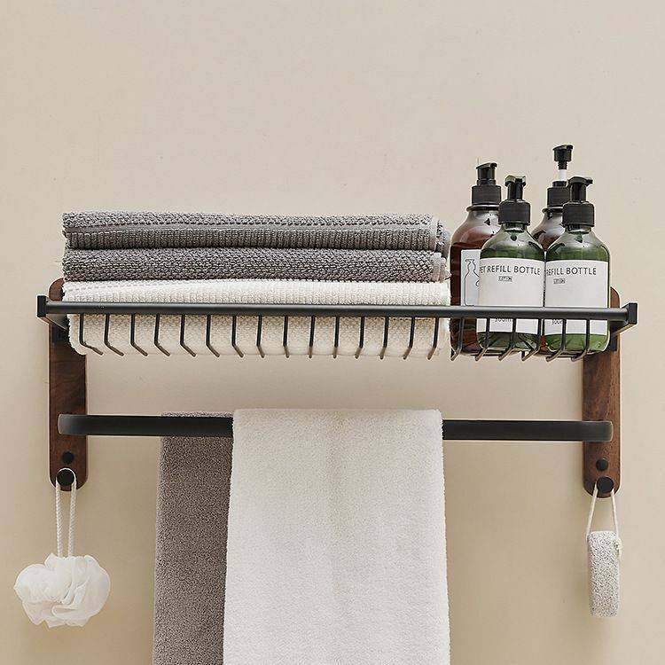 黑胡桃木毛巾架卫生间单杆浴巾架挂架浴室淋浴房壁挂置物架毛巾杆