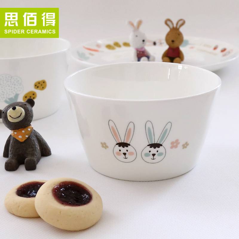 唐山骨瓷餐具套装碗碟盘陶瓷器韩式创意卡通厨房家用送礼碟子