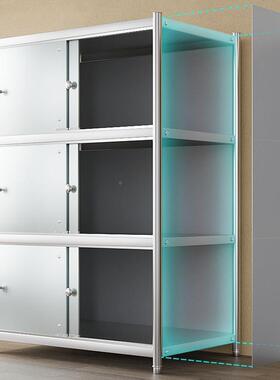 不锈橱钢置物带门厨房落地微波炉OGY碗柜架子家收用纳柜架带背板