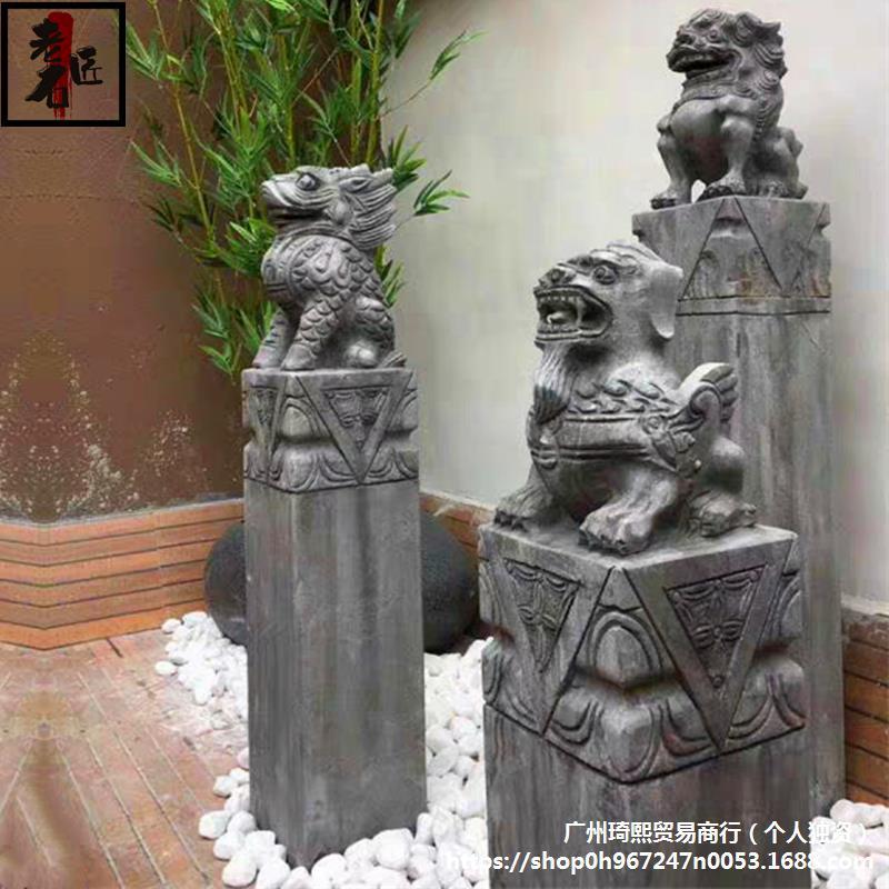 拴桩石雕古拴马石柱青石四PGC石狮子貔貅麒麟神马兽门墩栓马桩装