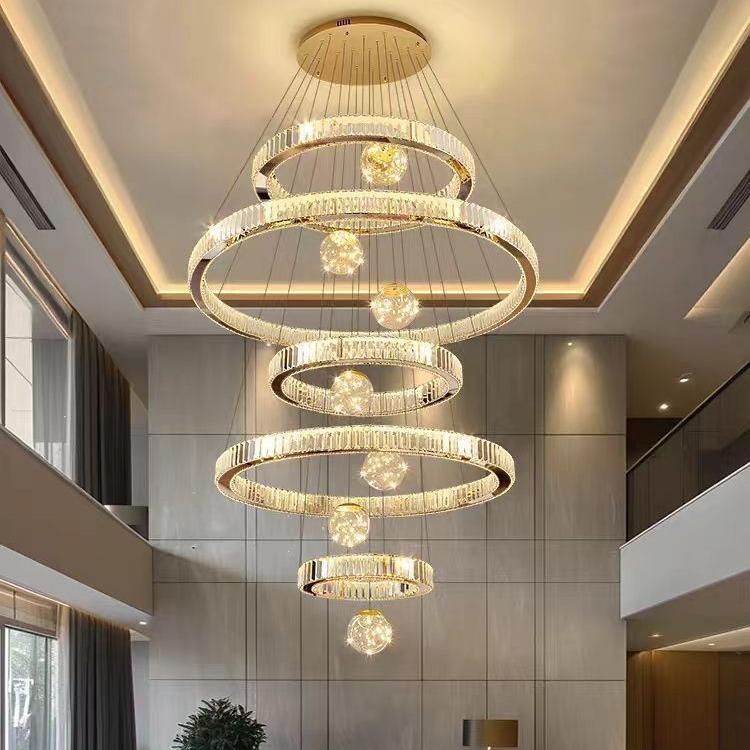别墅复梯式楼轻大吊灯客厅灯2025年挑空楼灯奢水晶灯中楼楼699大