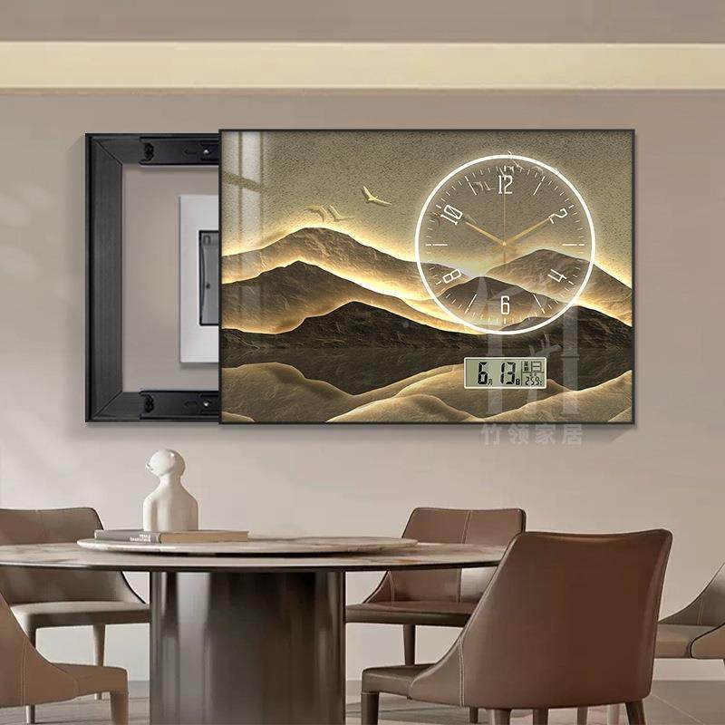 2025新款饰轻奢Z4842电表箱装闸画表配电箱遮挡电开关盒带钟万年