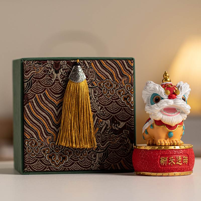 国潮佛山舞狮醒狮创意摆件高级感小众桌面茶桌装饰工艺品生日礼物
