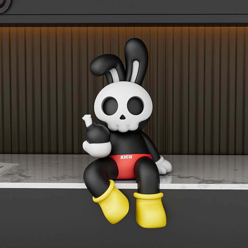 贝汉美新款创意骷髅炸弹兔摆件客厅桌面酒柜装饰品乔迁新居小礼品