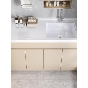 蜂窝铝阳台落地柜洗衣池脸盆一体式 洗手盆石英石台面组合定制伴侣