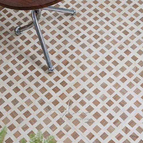 记号中古风木纹格子花砖卫生间厨房瓷砖地砖咖啡店工装商业空间