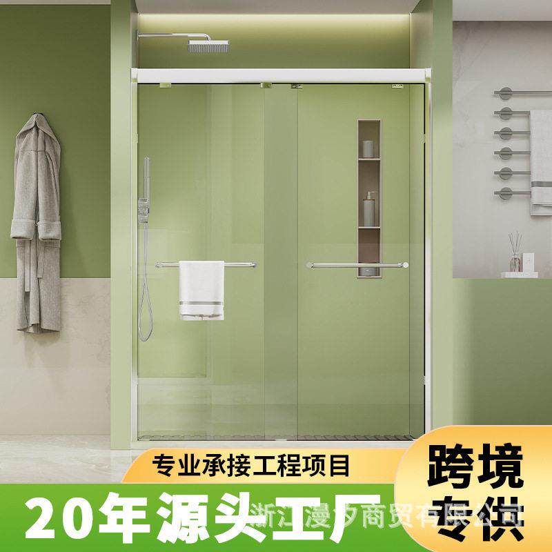 一字型淋浴房浴室隔断不锈钢家用卫生间干湿分离钢化玻璃隔断门