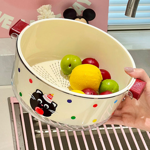 生活一角 水果盘沥水厨房洗菜双层加厚家用客厅高颜值洗水果盆