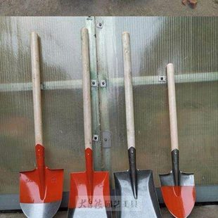 小钢锹花铲园艺挖土工具小号便携锰钢车载尖头儿童铲子短木柄铁锹