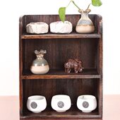 实木茶杯架小博古架收纳柜茶具架茶壶 置物架 桌面收纳盒