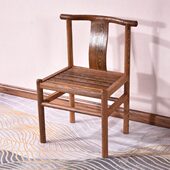 鸡翅木茶桌椅子客人椅红木茶椅中式 实木牛角椅仿古复古休闲靠背椅