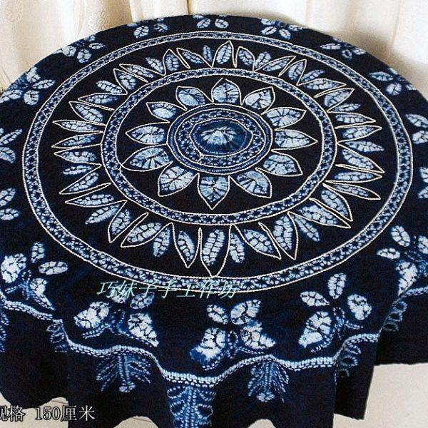 云南手工扎染茶几桌布民族风壁挂餐厅蓝染背景墙装饰布蜡染圆桌布,特色手工艺,白族扎染,淘宝优惠券,粉丝福利购,淘宝优惠卷
