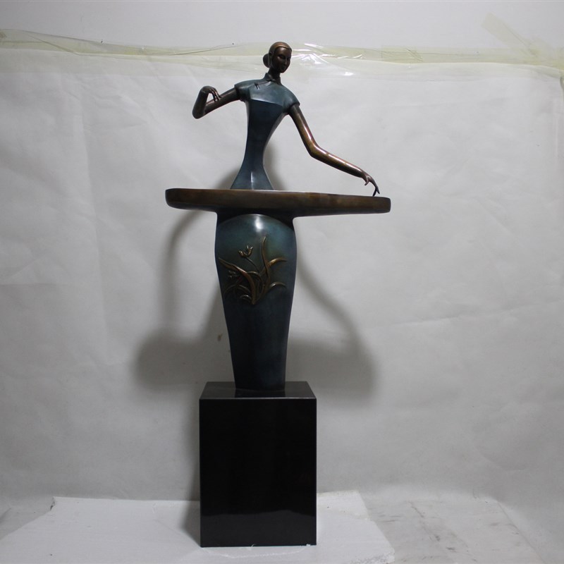 金属工艺a礼品锌合金红青黄紫纯铜铅锡合金铸美女弹琴人像雕塑摆