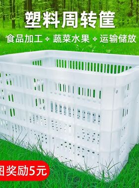 白色菜篮子框子塑料筐长方形加厚大号镂空周转筐装水Y果蔬菜筐子