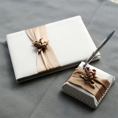 RedBox婚庆用品 香槟金婚礼签名本 签M到册 签到笔 结婚用品