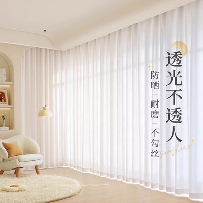 幻影纱窗帘c2025新款纱帘白纱透光不透人遮阳防晒客厅飘窗遮光纱