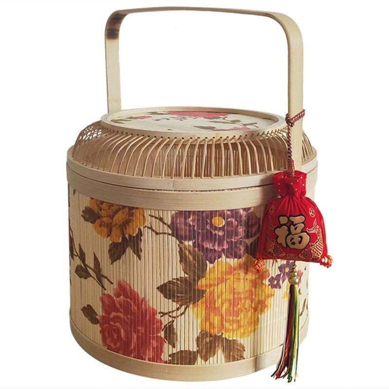 结婚过大礼篮子早生贵子喜庆嫁妆提亲喜篮编制篮手提篮礼品篮用品