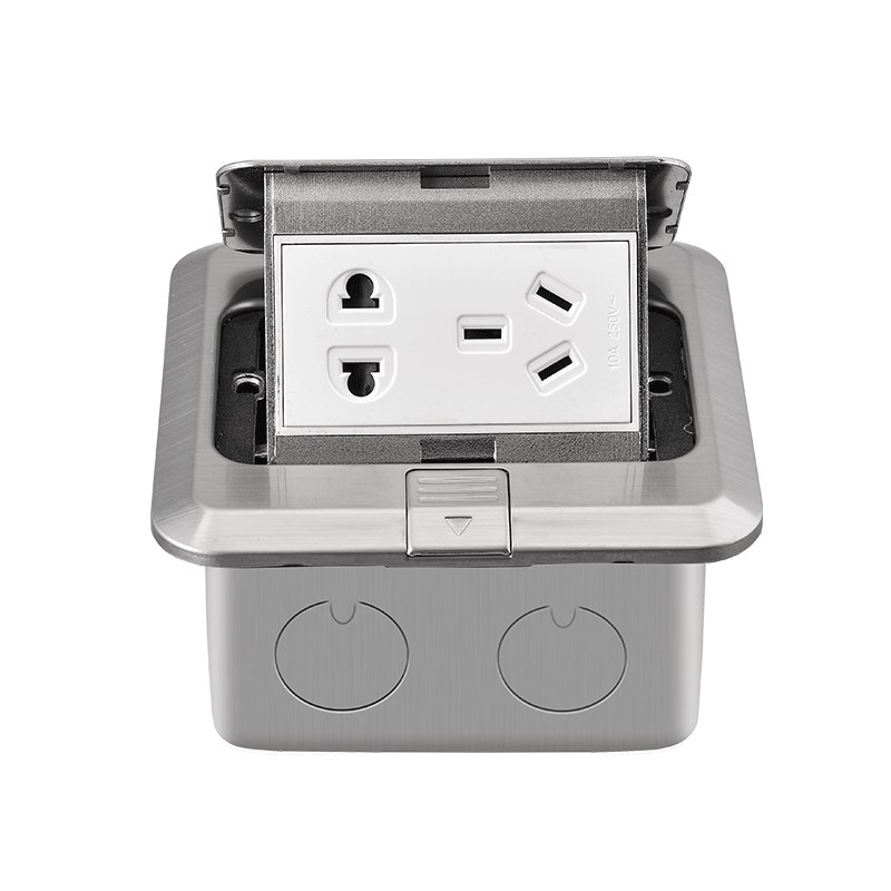 不锈钢地插座隐形防水隐藏弹起式五孔家用电源网络地面地板插座