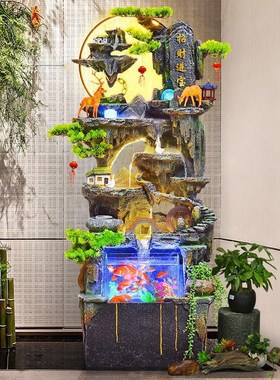 大型落地假山流水轮流水喷泉摆件客厅办公室高山循环水景装