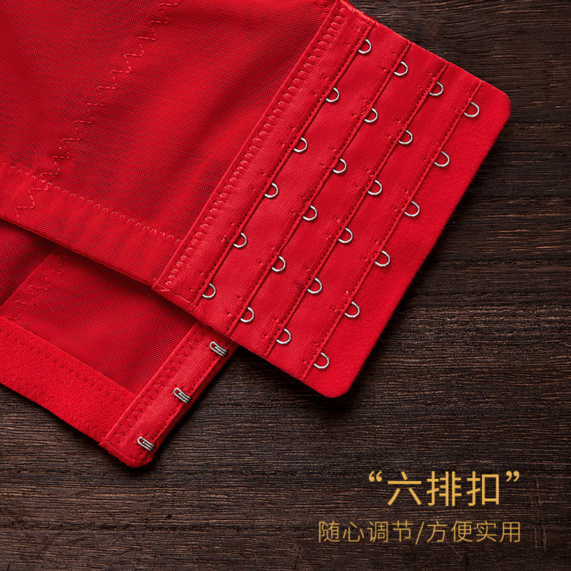 无钢圈薄款6排扣女大胸显小文胸罩全罩杯75F80F85F90F95E白色内衣