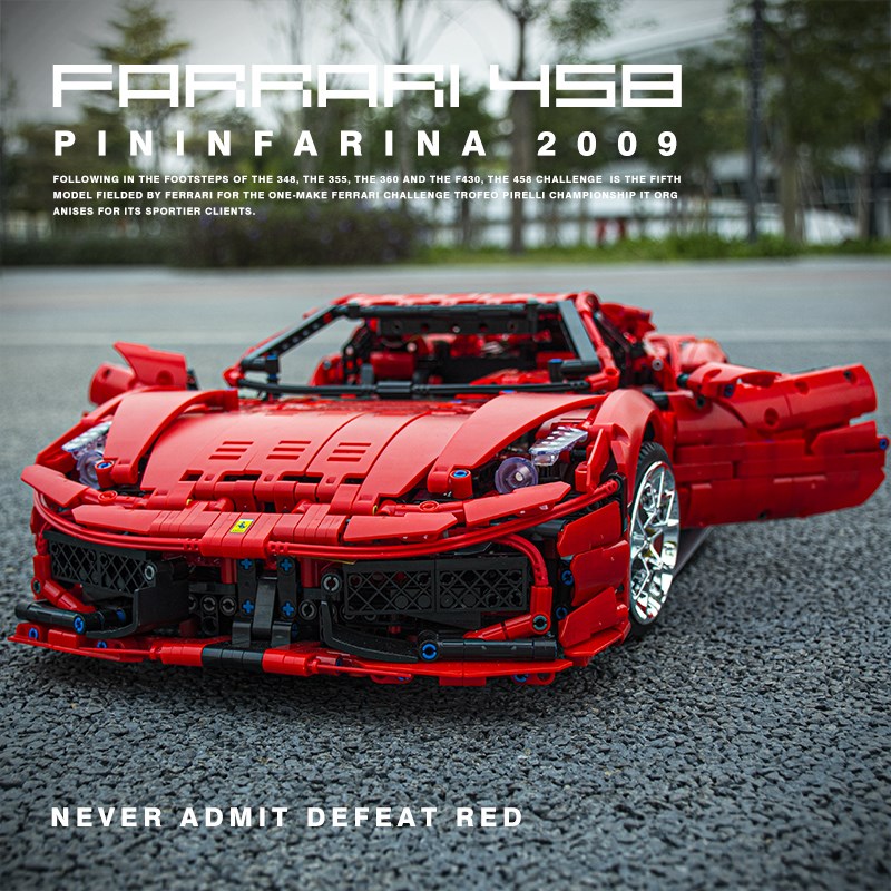 法拉458遥控成人拼装赛道跑车男孩利1比8汽车模型高难度积木玩具