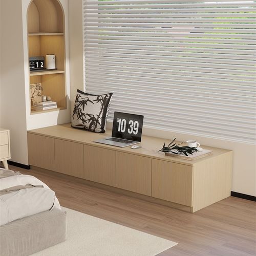 实木飘窗柜储物柜子置物柜阳台客厅落地柜可坐矮柜长条收纳柜定制