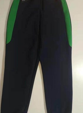 可定做中小学生男女校裤拼接草绿色宽杠紧口长裤松紧腰藏蓝色有兜