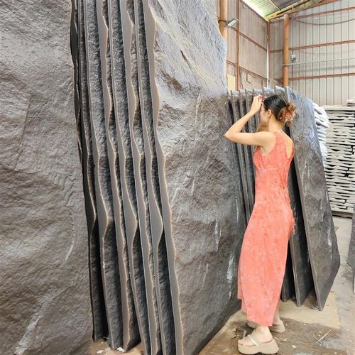 PU大板3米轻质PU仿石材连纹文化大石皮背景墙岩壁山岩石流水石