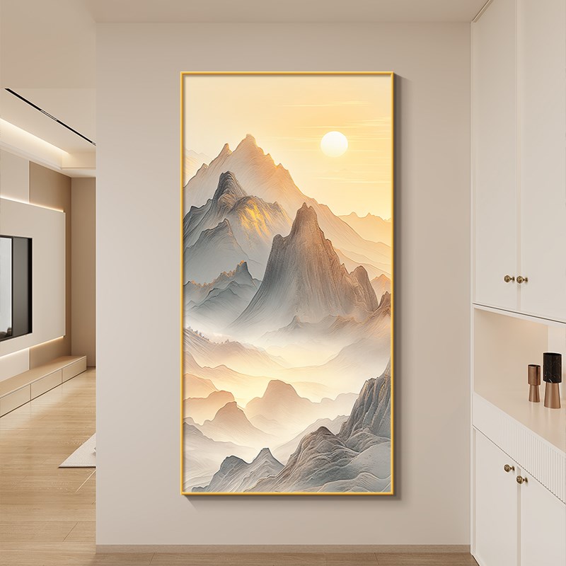 背有靠山玄关装饰画现代简约客厅走廊过道挂画有山无水靠山图壁画