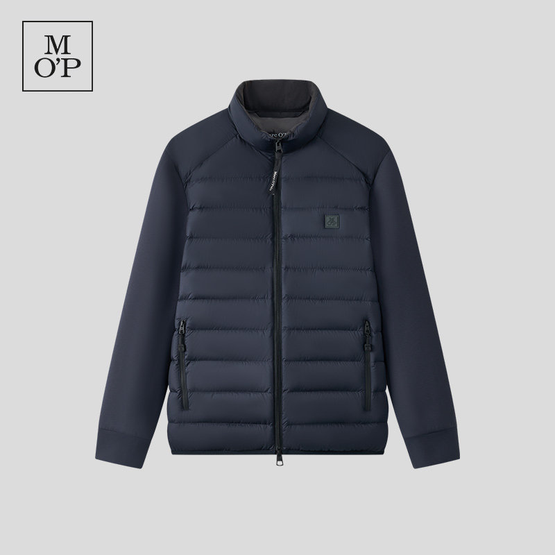 Marc O'Polo/MOP2025冬季新款简约保暖立领针梭拼轻薄羽绒服男士