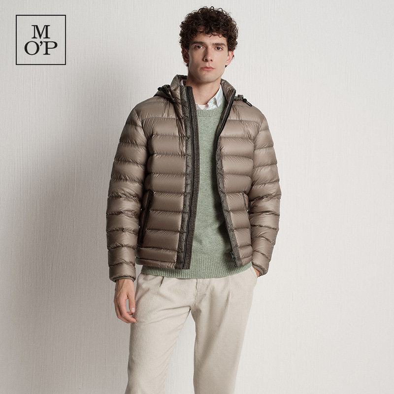 Marc O'Polo/MOP2025冬季新款可脱卸帽超轻格纹肌理中厚羽绒服男