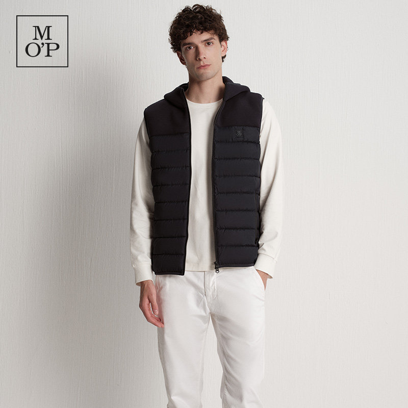 Marc O'Polo/MOP2025冬季新款简约保暖立领针梭拼轻薄羽绒马甲男