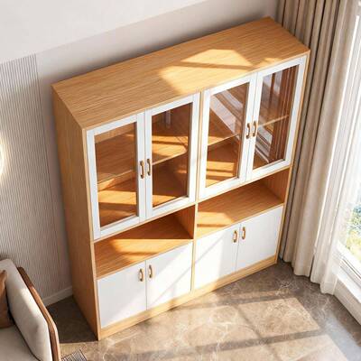 实ENE木书防尘柜家用客展示柜子带柜木柜厅文门件柜落地收纳柜书