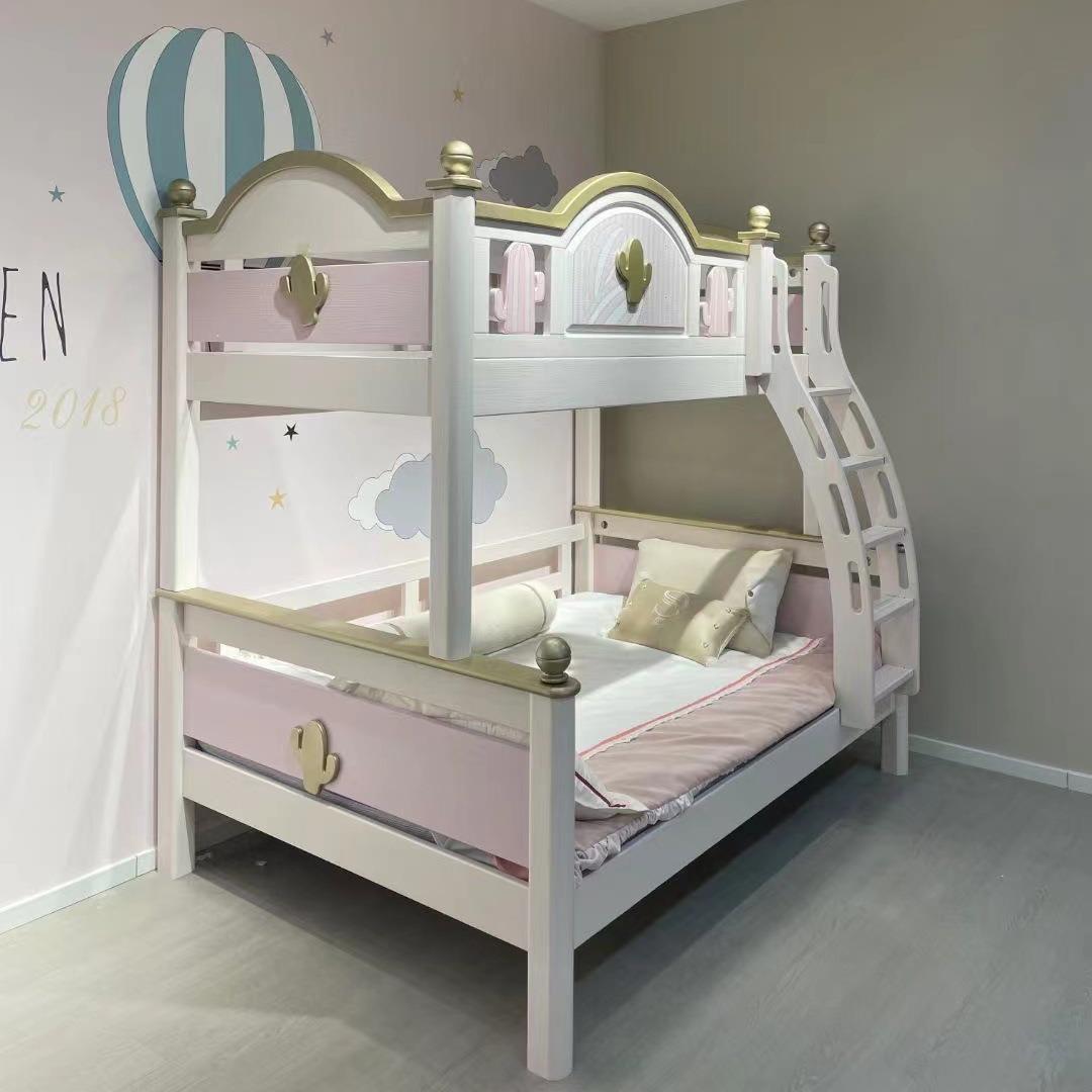实木儿童床高双人上下型床铺小男孩星球低子母床女孩粉1.21.3户色