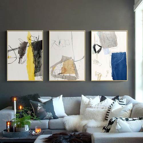 现代约象抽象油布挂画客简MY-H0546厅沙发视背景电墙办公室幻会议