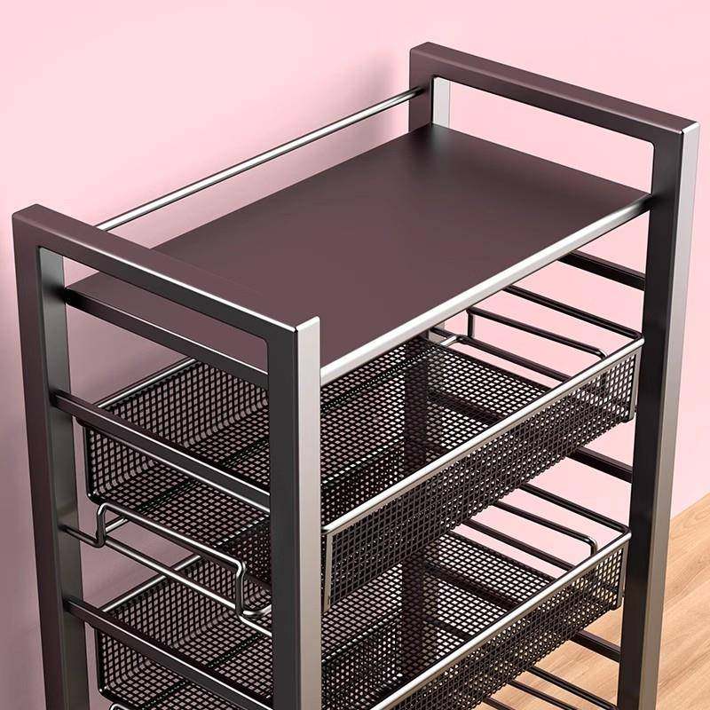 子厨房小推车置物架落地多层菜LNA篮家用多功能零食移动果蔬菜圣