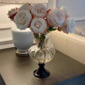 轻奢金玻璃花瓶脚复古洒中古法式 高GAG级高感风灯花花瓶花器插摆