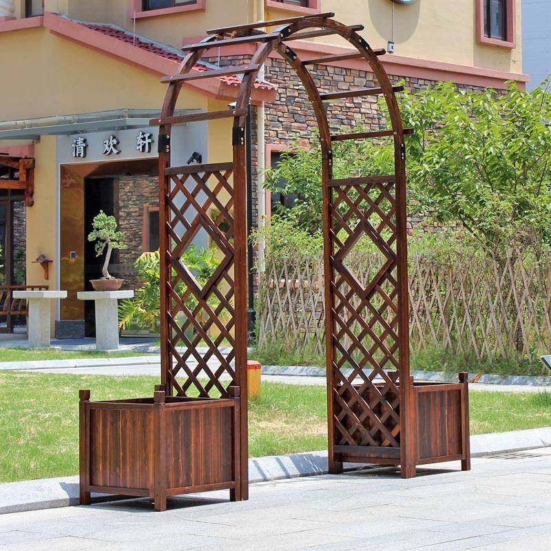 拱门架爬藤防腐木室外庭院BFX花装园饰栅栏门拱形花架架子户外葡