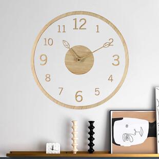 日韩简约Y钟表浮QUB悬实木数字挂钟客厅家用创欧意静音北时钟DI表