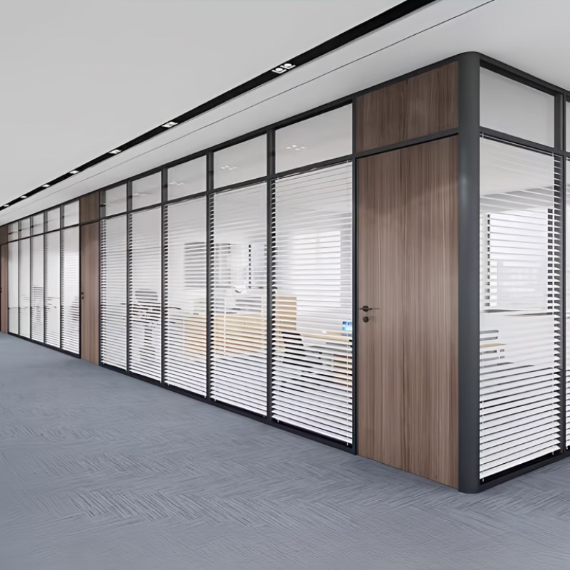 玻璃隔断定制办公室玻璃隔断百z叶屏风磨砂铝合金双层钢化高隔断