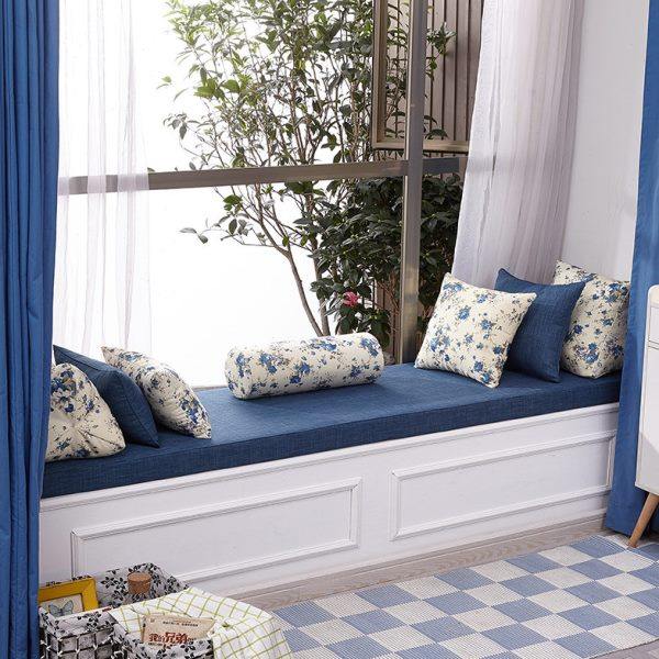 飘窗垫定做加厚海绵窗台垫简约榻榻米垫阳台垫子沙发坐垫亚麻布艺