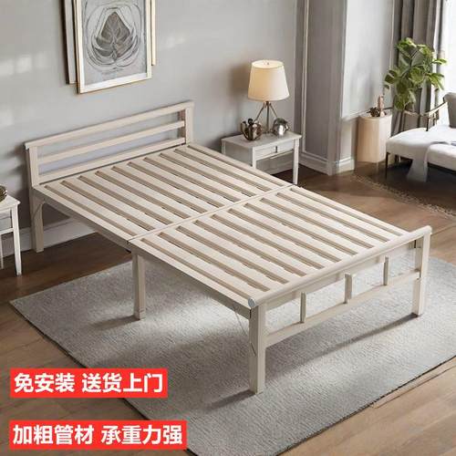 折叠床钢丝床单人家用加厚铁床架双人简易床午休陪护床可折叠铁架