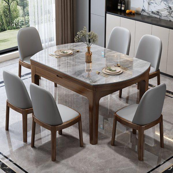 岩板餐桌椅家用小户型轻奢高端实木长方形可变圆桌伸缩饭桌电磁炉,住宅家具,岩板餐桌,淘宝优惠券,粉丝福利购,淘宝优惠卷