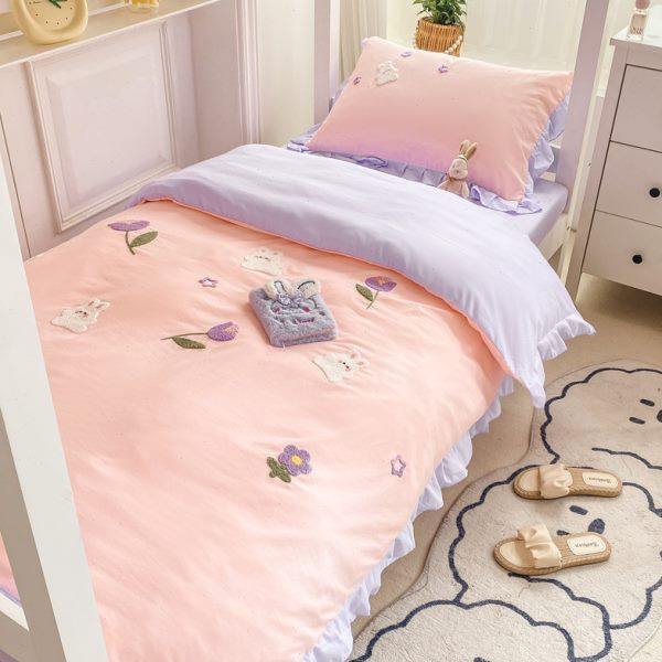 女生宿舍毛巾绣三件套水洗棉床单被套罩床笠款四件套上下铺一整套,床上用品,学生床品套件,淘宝优惠券,粉丝福利购,淘宝优惠卷