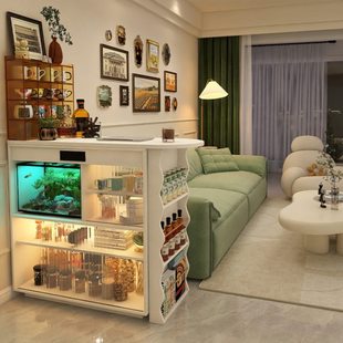 形影家具吧台家用可伸缩折叠窄岛台小餐边柜一体桌现代沙发隔断