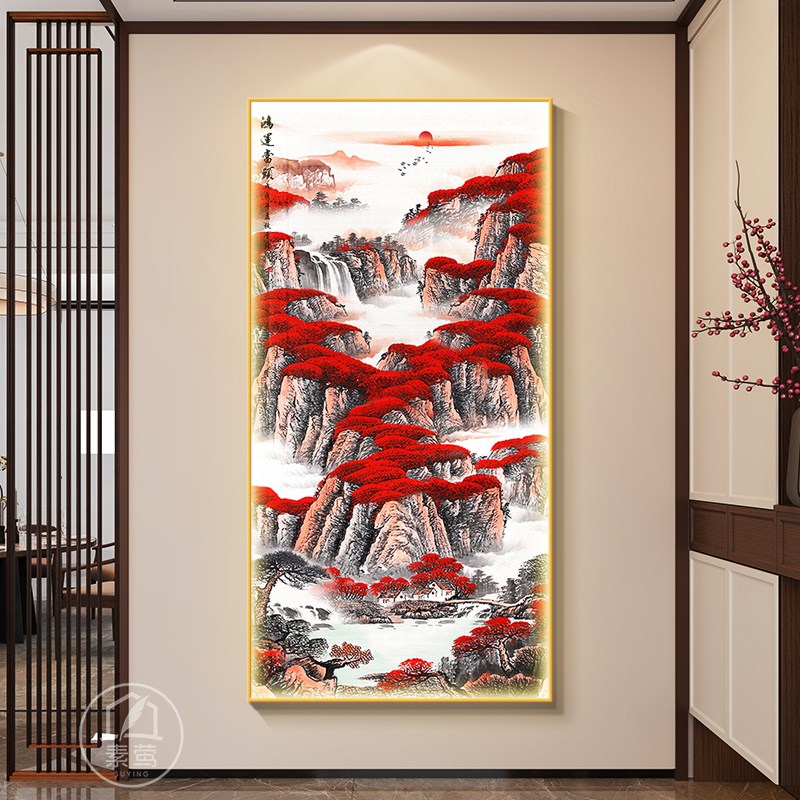 福字发光画玄关装饰画入户正对门带灯壁画发财树旺运过道挂画