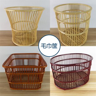 特惠毛巾收纳篮酒店用客房布草筐竹E藤编浴巾收纳筐卫生间脏衣篓